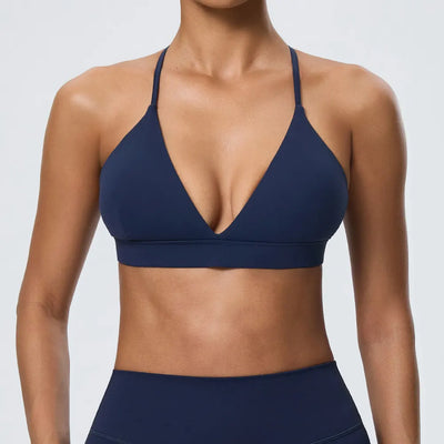SPARK Women's Deep V Neck Crossover Yoga Sports Bra YEL52736