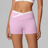 SPARK Contrast Color Crossover Waist Yoga Shorts CT2190