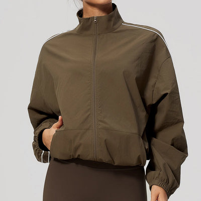 SPARK Women’s Color-Block Stand-Collar Zip-Up Jacket ZC3616-1