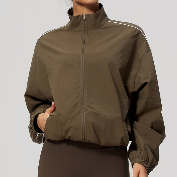SPARK Women’s Color-Block Stand-Collar Zip-Up Jacket ZC3616-1
