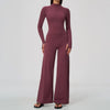 SPARK Women’s Half-Zip Long Sleeve Yoga Jumpsuit | Wide-Leg Workout One-Piece ZC5114