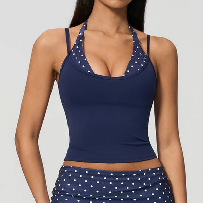 SPARK New Color-blocked Polka Dot Yoga Tank Top ZC4549