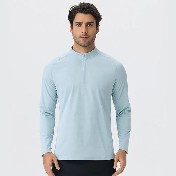 SPARK Men's Half-zip Cotton-Linen Feel Casual Workout & Running Top 61530YEL