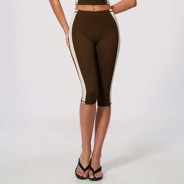 SPARK Color Block Peach Lift Butt Quick Dry Yoga Capri ZC2567