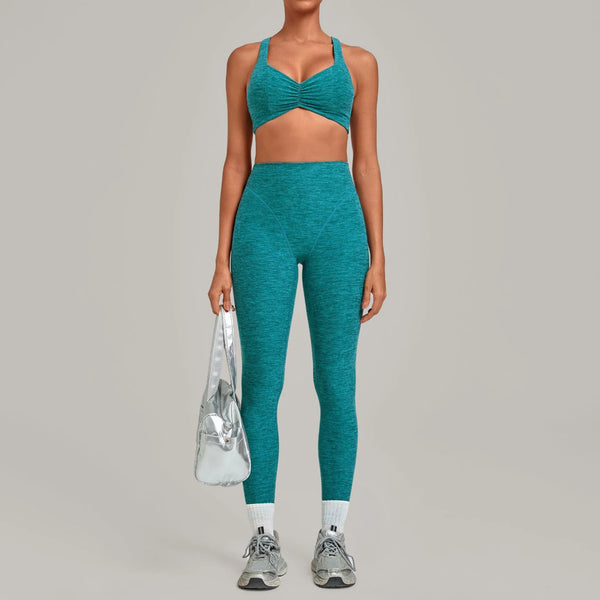 SPARK Ruched Sports Bra & High-Waisted Workout Set TF9291