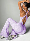 SPARK Leopard Print Criss-cross Back Seamless Yoga Jumpsuit ZJ315