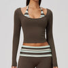 SPARK Women’s Color Block Stripe Yoga Long Sleeve Top ZC4549