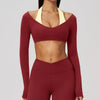Spark Women's 2-in-1 Halter Long Sleeve Yoga Crop Top ZC2588