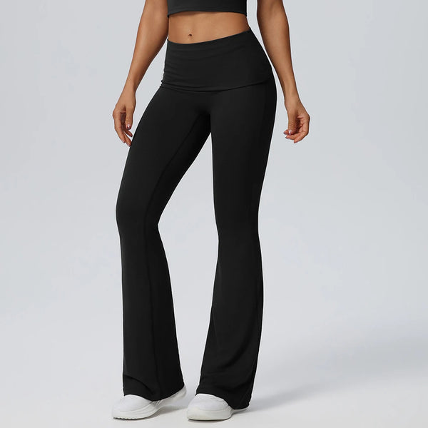 SPARK Women's Fold-over Yoga Flared Pants YEL62327
