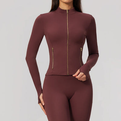 SPARK Women's New Slim-Fit Brushed Stretch Zip-Up Yoga Jacket ZC5529