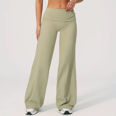 SPARK Women's Folded Waist Yoga Wide Leg Pants ZC5529