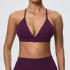 SPARK Women's Deep V Neck Crossover Yoga Sports Bra YEL52736