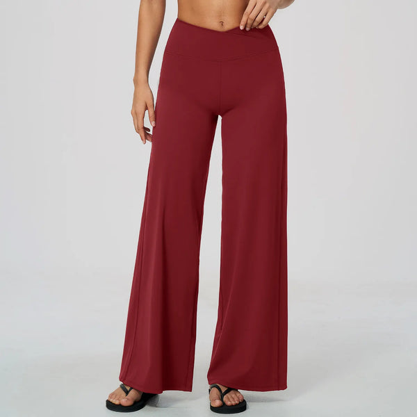 SPARK Women's Naked-Feel Cross Waist Yoga Wide Leg Pants ZC2588