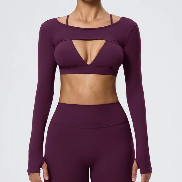 SPARK Women's Naked-Feel Brushed Long Sleeve Yoga Cover-Up Top YEL62538