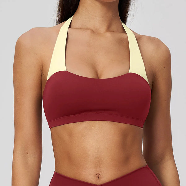 Spark Women's Color-Block Halter-Neck Yoga Sports Bra ZC2588