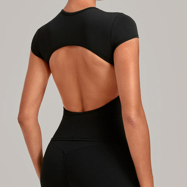 SPARK Women's Hollow Back Quick Dry Yoga Short-Sleeve TF3098