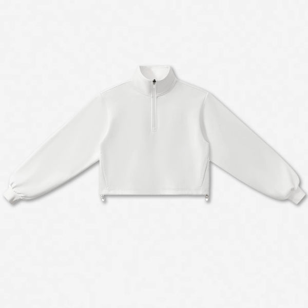 SPARK Women's Adjustable Hem Half-zip Cropped Athletic Sweatshirt PL6318