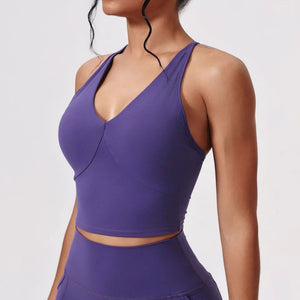 SPARK V-Neck Cross Beautiful Back Yoga Tank Top CY5339