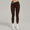 SPARK Color Block Cross Waist Yoga Leggings with Pockets TF28402