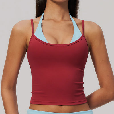 SPARK Women’s Color Block Halter Cami Yoga Tank Top ZC2585