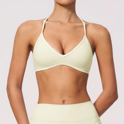 SPARK Women's Color-Block V-neck Halter Yoga Bra ZC9615