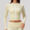 SPARK Women's New Slim-Fit Cropped Striped Fitness Jacket ZC4556
