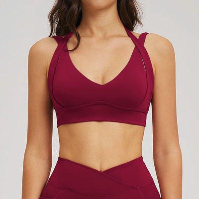 SPARK Women's Halter Neck Double Shoulder Straps Yoga Bra ZC2539