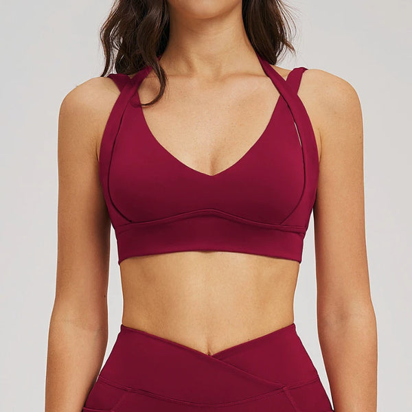 SPARK Women's Halter Neck Double Shoulder Straps Yoga Bra ZC2539