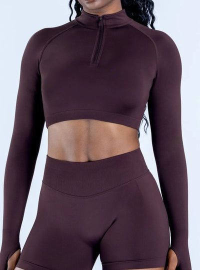 SPARK Half-Zip Yoga Fitness Long Sleeve Cropped Top OD7868
