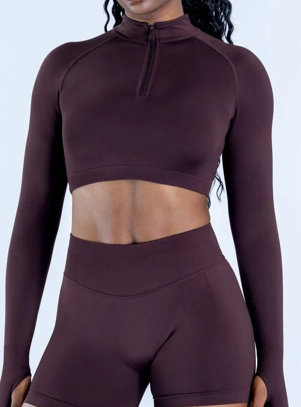 SPARK Half-Zip Yoga Fitness Long Sleeve Cropped Top OD7868