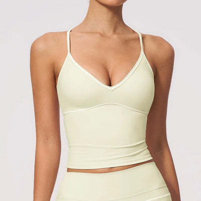 SPARK Women's Color-Block V-neck Halter Yoga Tank Top ZC9615