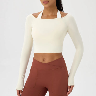 SPARK Sexy Long-sleeved Off-shoulder Yoga Top YEL52566