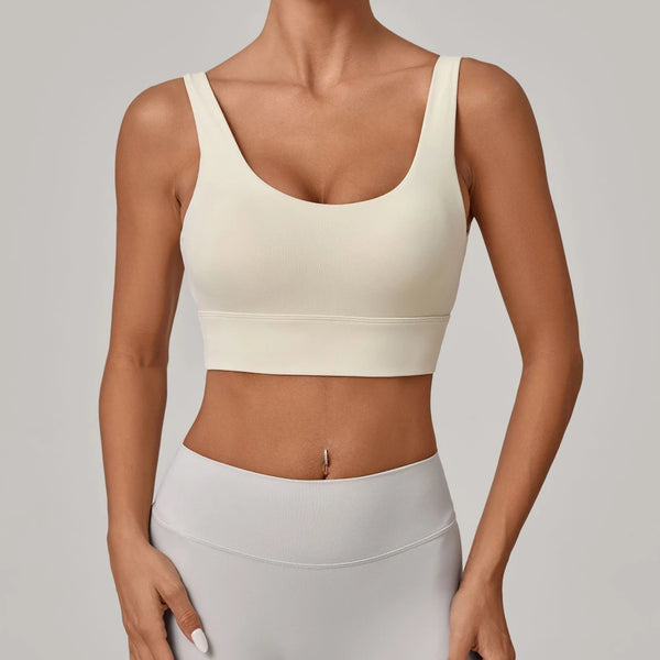 SPARK Women's Wide Hem High Support Open Back Yoga Bra QS25010