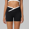 SPARK Contrast Color Crossover Waist Yoga Shorts CT2190
