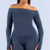 SPARK Seamless Off-the-Shoulder Long Sleeve Yoga Top | High-Stretch Workout Shirt OD6482