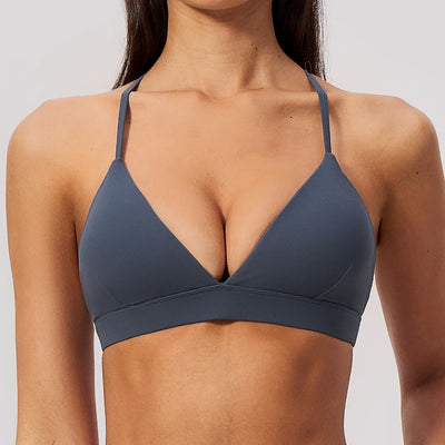 SPARK Women's Brushed V-Neck Cross-Back Yoga Bra ZC8793