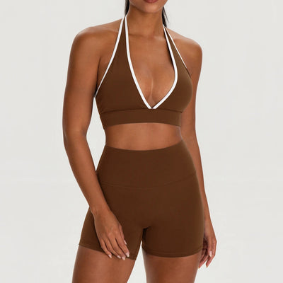 SPARK Sexy Backless Workout Set for Women YEL62718+62419