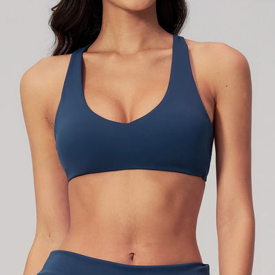 SPARK Women's Wide Halter Straps Cross Back Yoga Workout Bra ZC5558