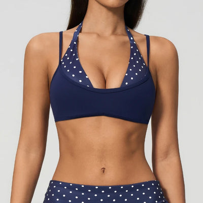 SPARK New Color-blocked Polka Dot Yoga Bra ZC4549