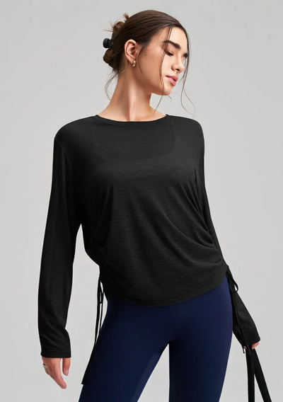 SPARK New Women's Yoga Fitness Smock with Side Drawstring RQ7410