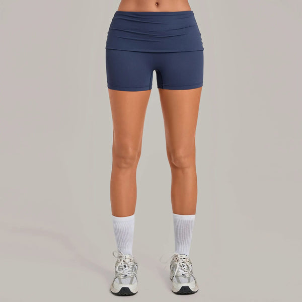 SPARK Women’s Fold-Over Waist Invisible Scrunch Yoga Shorts TF8402
