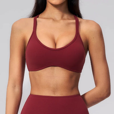 SPARK Women's Shockproof U-Neck Cross Back Yoga Sports Bra ZC5560