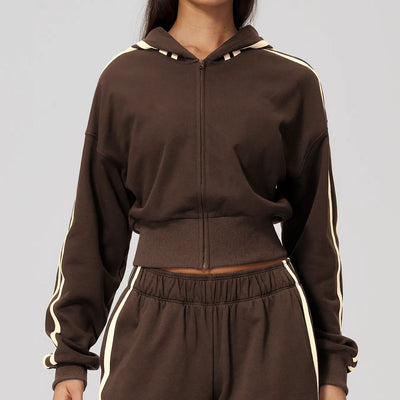 SPARK Women’s Color Block Cropped Hooded Jacket | Thick Warm Athletic & Casual Jacket ZC3005