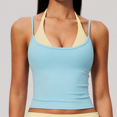 SPARK Women’s Color Block Halter Cami Yoga Tank Top ZC2585