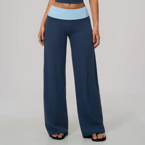 SPARK Women's Contrast Color High Waist Wide Leg Pant ZC9639
