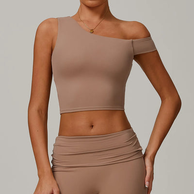 SPARK Recycled One Shoulder Crop Tank Top ZC9207