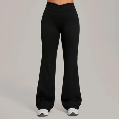 SPARK Women's High Waist Crossover Flare Yoga Pants QS9089