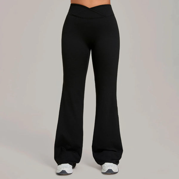 SPARK Women's High Waist Crossover Flare Yoga Pants QS9089