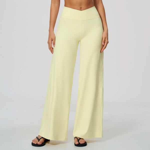 SPARK Women's Naked-Feel Cross Waist Yoga Wide Leg Pants ZC2588