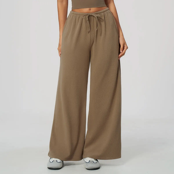 SPARK Women's Thickened Brushed Wide Leg Yoga Pants | Drawstring Waist Casual Trousers ZC9626-1